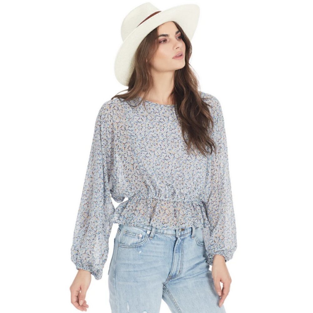 💕LOVESHACKFANCY💕 Nellie Top ~ Veranda Blue Ditsy Floral Print XXS
